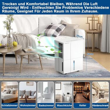 Електричний осушувач повітря 30л/день з Wi-Fi, 4 режими, автоматичне осушення, таймер, дренаж, для дому/квартири/підвалу