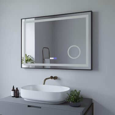 Дзеркало для ванної кімнати AQUABATOS з підсвічуванням 100x70 см LED, антизапар, сенсорне керування, 3 кольори світла, регулювання яскравості