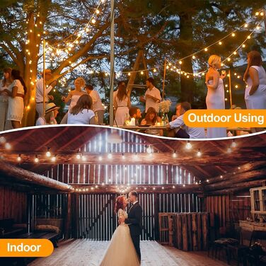 LED гірлянда для вулиці з димером - 30 метрів, G40 лампочки, таймер, IP44, вологостійка, для балкона, саду, вечірки, шлюбу, тераси (15м, 17+2 димери)