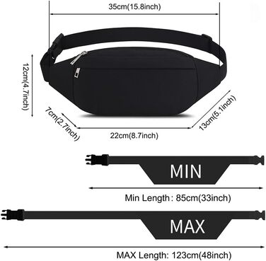 Чоловіча та жіноча поясна сумка на пояс для туризму, фітнесу, велосипеда, активного відпочинку, подорожей, повсякденного використання. Модель D01, чорний колір