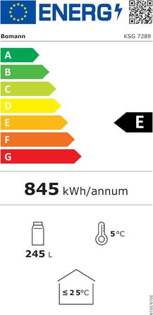 Холодильник для напоїв Bomann® KSG 7289 з скляними дверцятами, 245 л, 5 полиць, автоматична розморожування, регулювання температури, білий (Модель 2024)