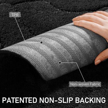 Килимок для дому 50x80 см, антиковзаюча, миється. Килимок для входу, порогу, тераси, саду. Чорний колір