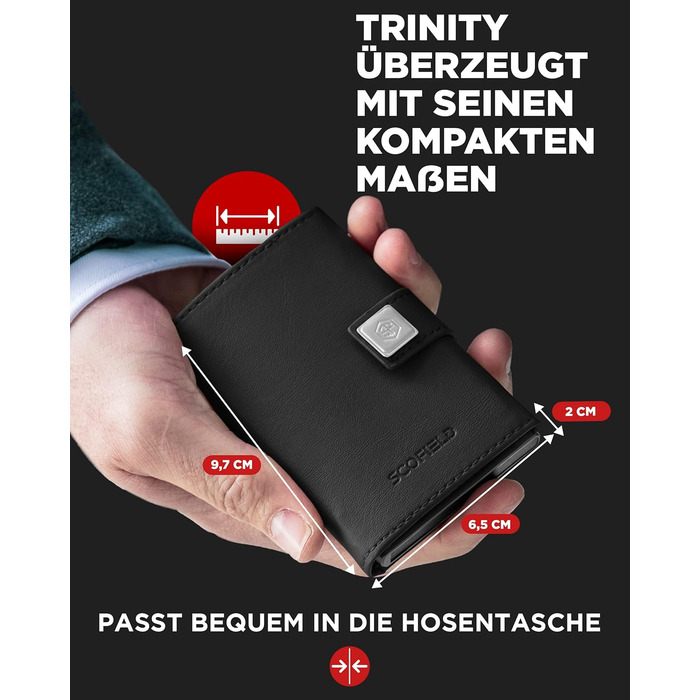 Чоловічий гаманець SF SCOFIELD з відділенням для монет | Тонкий гаманець на 9-11 карток | RFID захист | Чоловіче портмоне | Гаманець з монетницею | Чорний | Slim Wallet