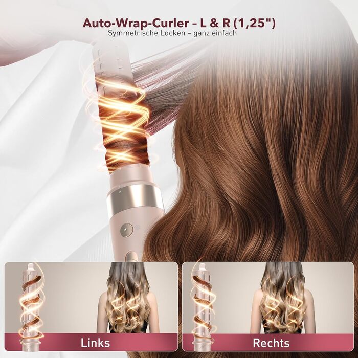 Airstyler 6-в-1: Фен, плойка, об'єм, локони, випрямлення. Рожевий (Champagnerfarben)