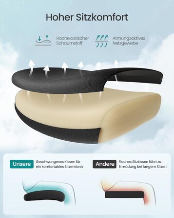 Крісло офісне SONGMICS, комп'ютерне, сітчасте, регульована поперекова підтримка та підголовник, вантажопідйомність 150 кг, регульована висота, чорний, OBN063B01