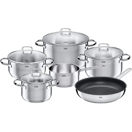 Silit Scalea 6-Piece Induction Cookware Set - Stainless Steel Pots and Pans with Glass Lids