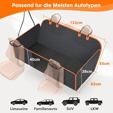 Joejoy Car Seat Cover for Dogs - Waterproof & Scratch-Resistant Back Seat Cover with Hard Bottom & Safety Belt - Black