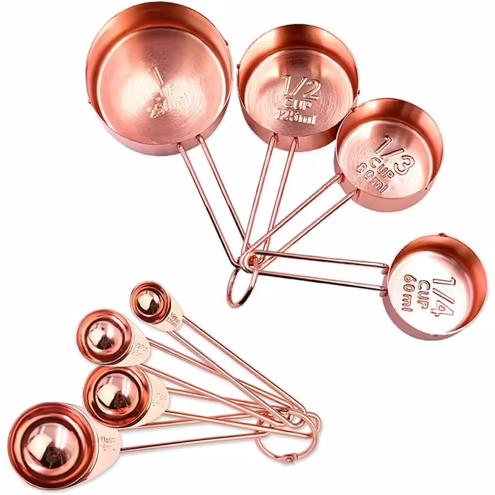 ChengBeautiful Messlöffel Messbecher Messlöffel Set Kuchen Messbecher Backwerkzeug Schnalle Messerschale Messlöffel Set Rose Gold Zum Backen Kochen Küche (Color : Rose Gold, Size : 8PS)