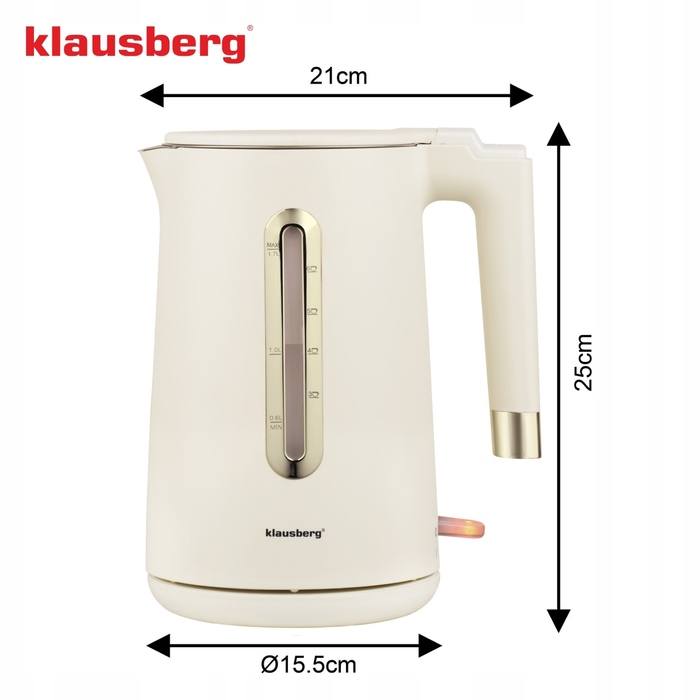 Електричний чайник Klausberg KB9004, 1800 Вт, 1,7 л, бежевий