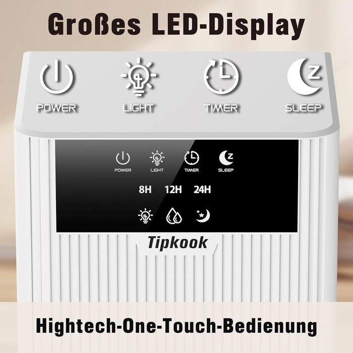 Електричний осушувач повітря 2400 мл з автоматичним відтаванням, 10 кольорів підсвічування, таймер 8/12/24 год, портативний для ванної, спальні, кухні, шафи (новий білий)