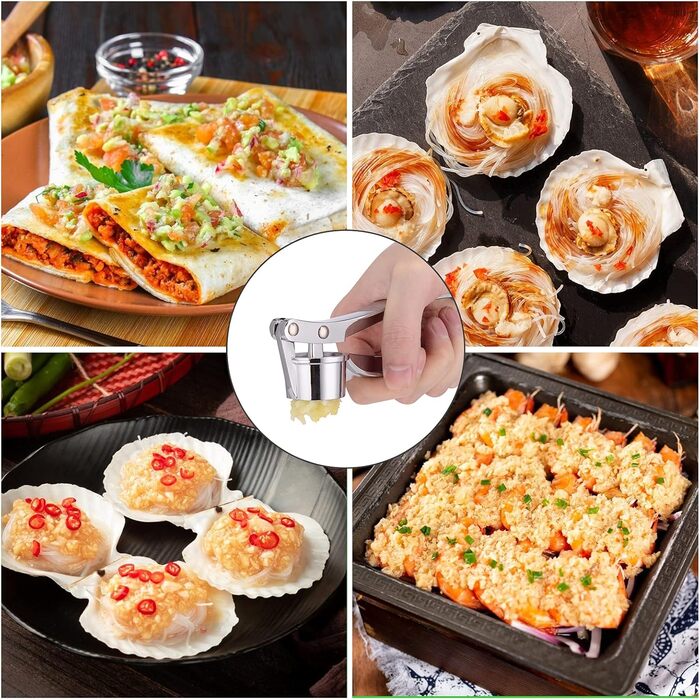 Пресс для часнику Jsdoin, подрібнювач часнику, кухонний аксесуар, нержавіюча сталь, сріблястий