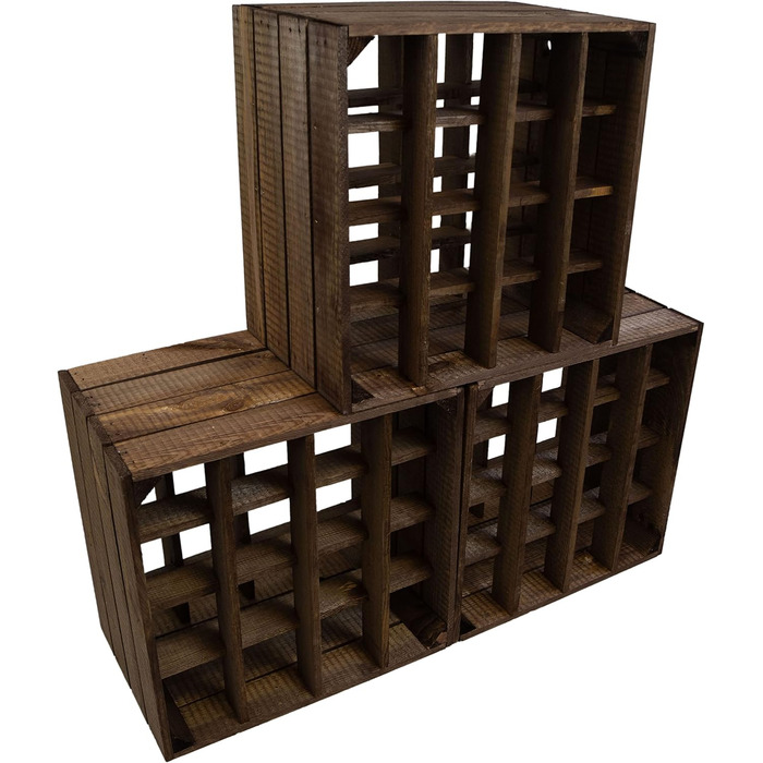 Wine Rack 16er white/natural/flamed Dimensions 40x40x27cm Shelf Box Bottle Rack Wine Rack Apple crate/Wine crate (dark)