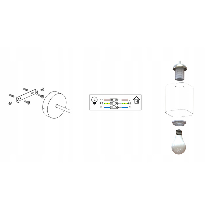 Настінний світильник-бра чорний матовий зі скляним плафоном