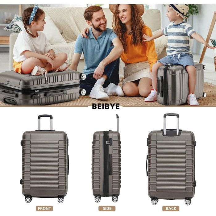 Набір валіз Beibye Hartschalen з твін-колесами (кофе, набір)