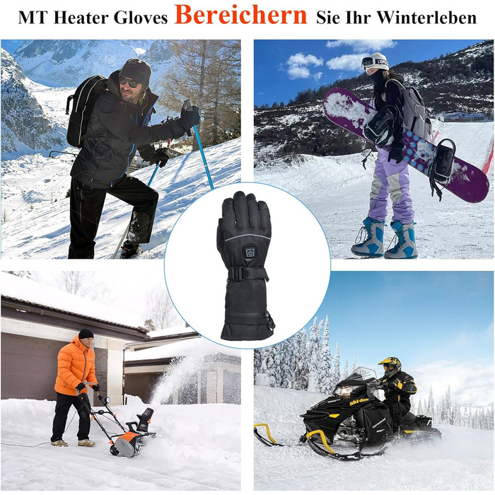 Обогріваючі рукавички Minthouz 5V 5000mAh USB-C з регулюванням температури, водонепроникним екраном та 3 рівнями нагріву - ідеальні для зимових пригод, роботи та спорту