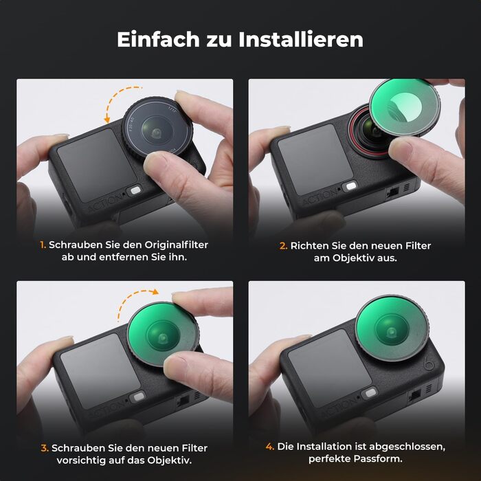 Набір фільтрів K&F Concept ND для DJI Osmo Action 6: ND8, ND16, ND32, ND64 (з покриттям UV)