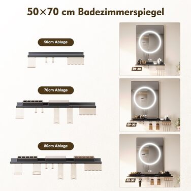 Дзеркало для ванної кімнати SONNI з підсвічуванням 60x40 см, LED, IP44, білий