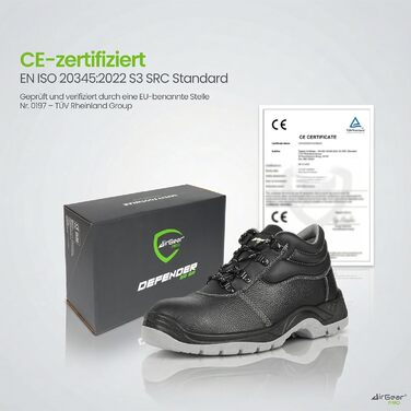 Черевики робочі AirGearPro S3 SRC для чоловіків – сталевий підносок, захист від проколів, неслизька підошва, водонепроникні та дихаючі, 41 EU