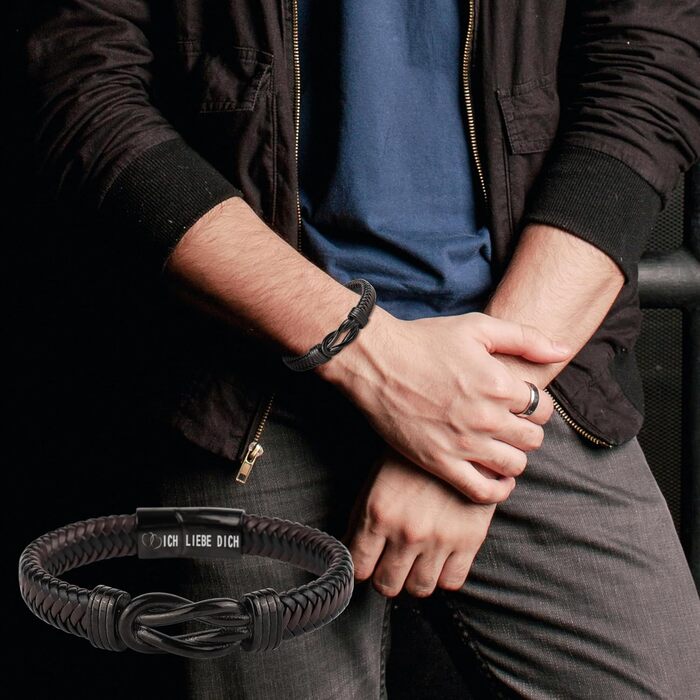 Шкіряний браслет для чоловіків: подарунок татові, дідусю, чоловікові. Ідеальний подарунок на День батька, Різдво, День святого Валентина (колір: коричневий)