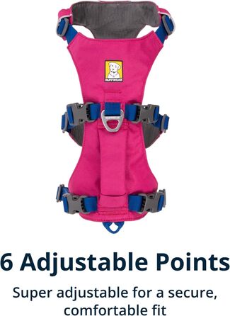 Шлейка для собак Ruffwear Flagline з ручкою, легка, регульована, 3 точки кріплення для повідка, посилена стрічка та міцний металевий V-кільце (Small, Alpenglow Pink)