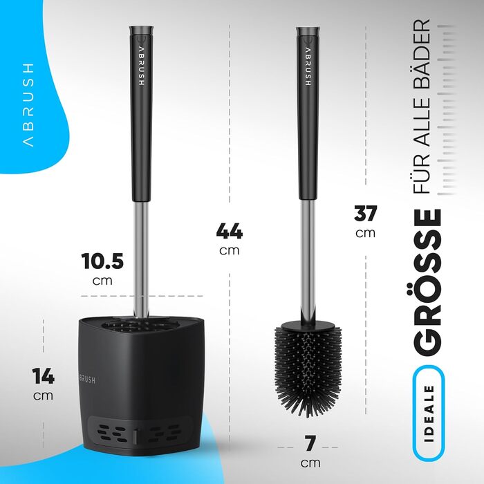 Силіконова щітка для унітазу Abrush з м'яким гумовим наконечником, без свердління, з кріпленням на стіну, білий/сірий (чорний)