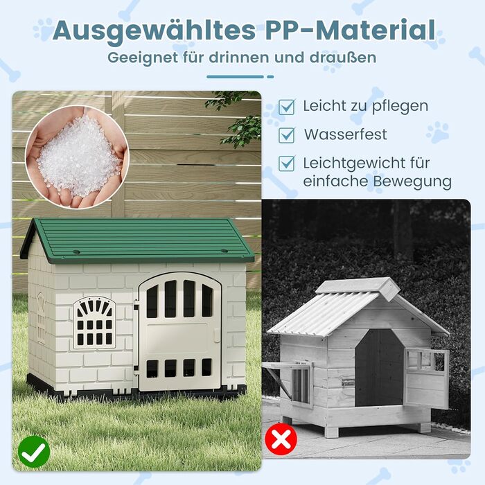 Будка для собак GOPLUS Outdoor, вологостійка з замком, 3 вікна, похиле дах, клітка для собак Indoor, будиночок для тварин вдома для собак та котів (зелена)