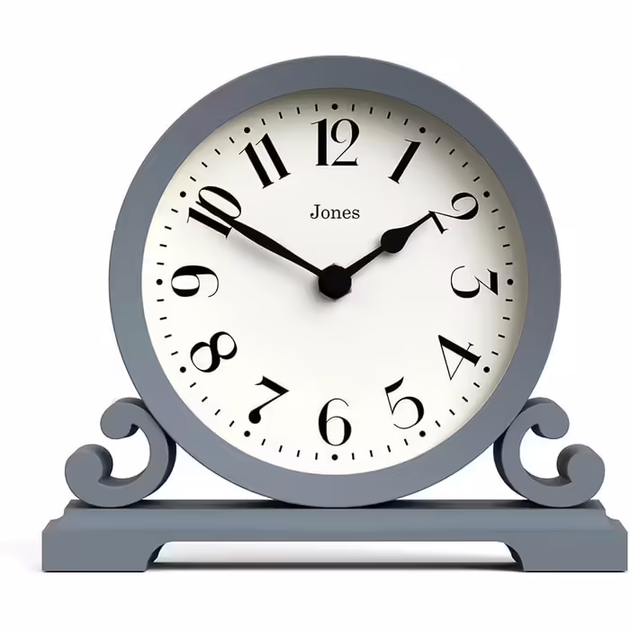 JONES CLOCKS® Saloon Table Clock | Traditional Double Scroll Design | Green | Contemporary Classic Style for Desk, Table, Shelf, or Nightstand (Navy)