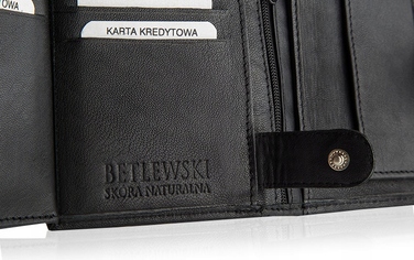 Чоловічий гаманець Betlewski з натуральної шкіри, чорний