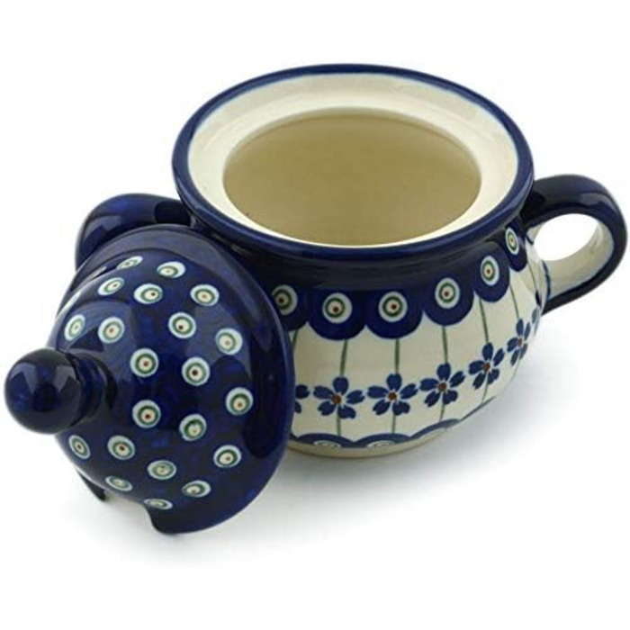 Bunzlauer Ceramics Original 0.35 Liter Sugar Bowl, Sugar Dispenser, Sugar Container with Lid Ø14.6 cm H13.2 cm, Decoration 166a