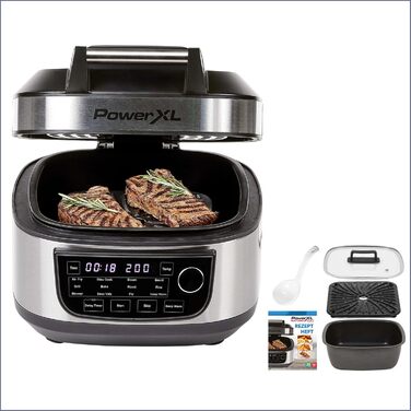 PowerXL MultiCooker Frying Basket Set - 12-in-1 Multi-Cooker with Keep Warm Function - Hot Air Fryer, Oven, Skillet, and More - 5.7 Liters - 12 Cooking Programs - Air Fryer - 80% Less Fat