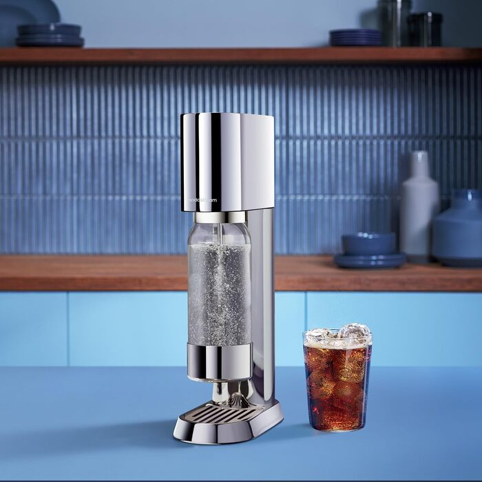 Sodastream Enso Premium - Сифон для газування води з нержавіючої сталі, пляшка 1л BPA-free, циліндр CO2 Quick Connect, срібний