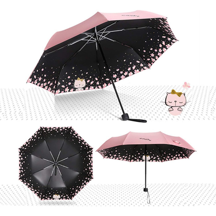 Жіночий парасолька Voy Lady – компактний, складна, з UV-захистом, рожевий, з квітковим принтом (96 см)