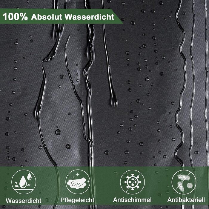 Прозорий душовий завіс AooHome 180x200 см з магнітами, антигрибковий, водонепроникний, з 12 кільцями, шестикутний малюнок, для ванни/душової кабіни (Чорний)