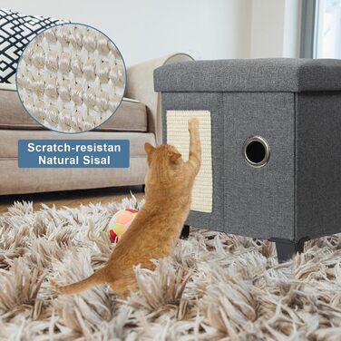 Кіт-будинок Brian & Dany Katzenhöhle з джутового покриття, з когтеточкою та іграшкою, 45 x 37.5 x 38 см, темно-сірий