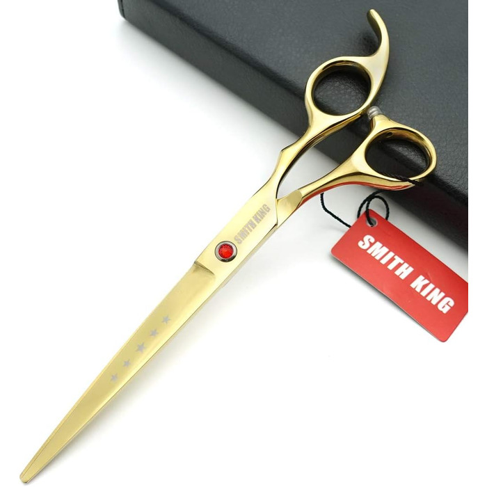 Набір ножиць для грумінгу собак 7 дюймів: прямі та вигнуті ножиці, 4 шт. (золотий)