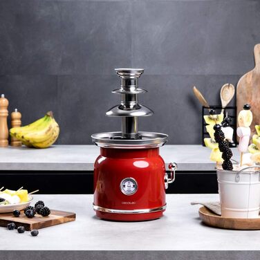 Шоколадний фонтан Cecotec Chocolicious, 90 Вт, ретро-дизайн, сталевий корпус, 3 каскади, знімне обладнання, придатне для миття в посудомийній машині