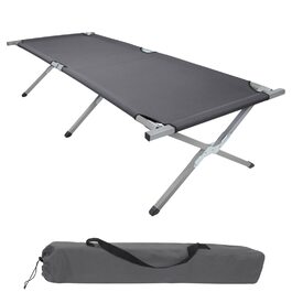 Ліжко похідне BB Sport XXL 210x72x45 см, до 200 кг, сталеві труби, 600D Oxford, сіре - зручне та компактне для кемпінгу та гостей