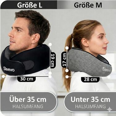 Подушка для шиї в літак з капюшоном та Memory Foam – Подушка-білка, подушка для сну та подорожей – Ергономічна подушка для подорожей, захист від світла & Пральна, з сумкою – Чорний (M) (Сірий M)