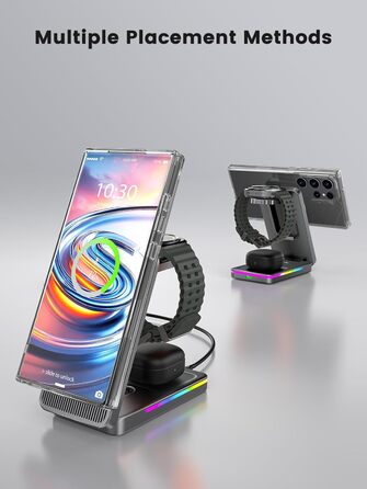 Магнітна бездротова зарядка 3-в-1 для Samsung Galaxy S26 Ultra, S25, Z Fold 7, Z Flip 7, Galaxy Watch Ultra/8/7/6 та Buds Pro 3 (Сірий)