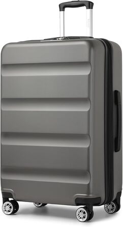 Чемодан-тележка KONO з розширенням, жорсткий корпус, XL, з TSA-замком та 4 колесами, 75x47.5x29.5 см, сірий