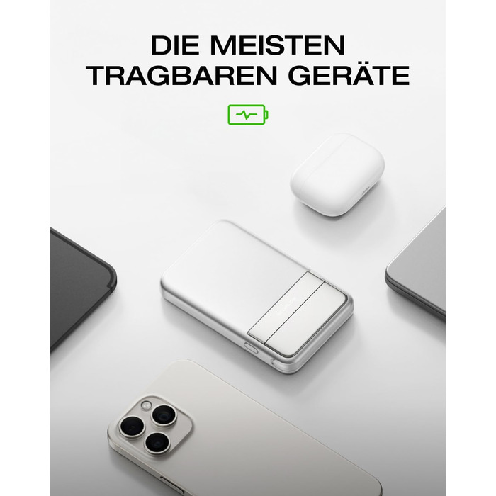 Магнітний павербанк EcoFlow Qi2 MagSafe 5000mAh 30W з USB-C кабелем для iPhone 17/16/15/14/13/12, сріблястий