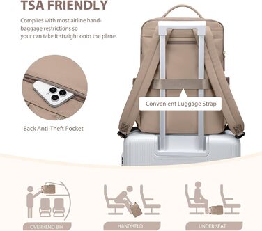 Рюкзак для ноутбука 16 дюймів, водонепроникний, для чоловіків та жінок, для школи, подорожей та велосипеду (Коричневий)