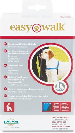 Нашийник для собак PetSafe Easy Walk Deluxe, без обмеження тяги, середній/великий, океаново-блакитний/чорний, з повідком 1.8 м