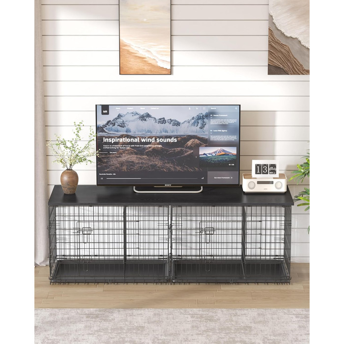 Насадка для собачого вольєра Piskyet, дерев'яна робоча поверхня, чорна, сумісна з вольєрами 76,2 см, 121,9 см, 107,7 см, 91,4 см, 61 см