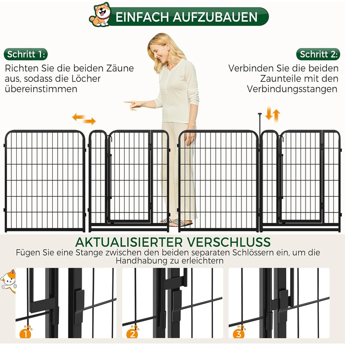 Вольєр для собак Yaheetech 8-секційний, 80 см, для квартири та саду, збірка без інструментів