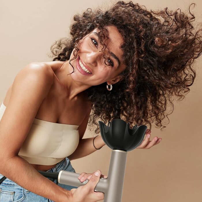 Професійний фен YAPOY з дифузором: швидке сушіння, 200 млн іонів, 110 000 об/хв, захист від пошкодження теплом, інтелектуальний термоконтроль, сріблястий