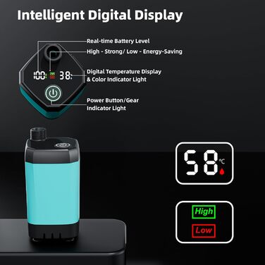 Mytrix 2024 Upgraded Portable Camping Shower Full Set: 6000mAh Rechargeable Power Suction Pump with Smart Display, Multi-Modes Spray Head & 5 Gal Water Foldable Bucket for Outdoor Travel Hiking