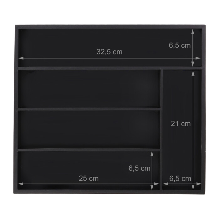 Relaxdays Black Cutlery Box with 5 Compartments