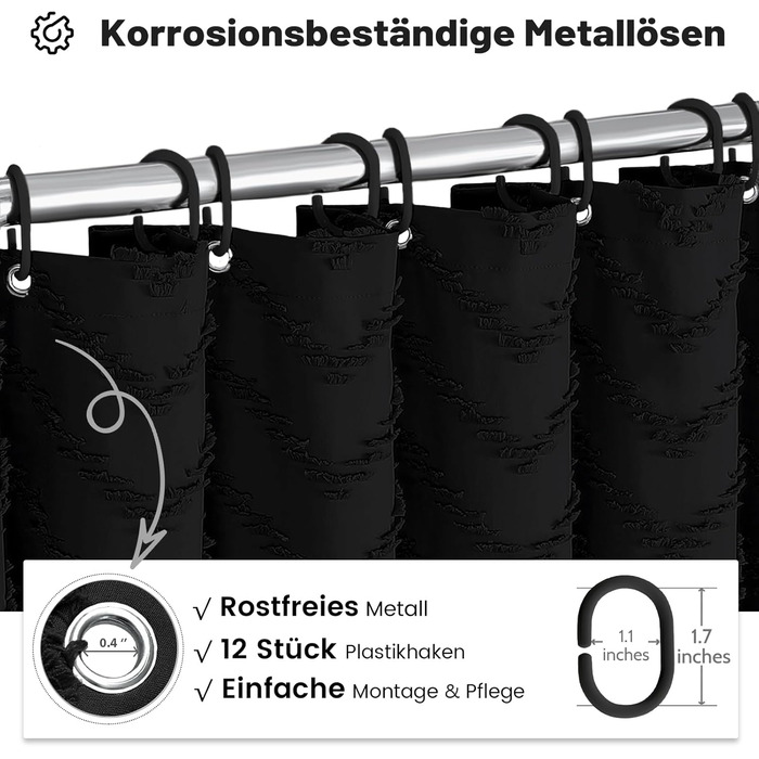Штора для душу BTTN 180x180 см, Бохо, бежева з китицями, водонепроникна, з гачками (1 шт)