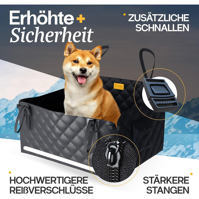 Автомобільний лежак для собак середніх порід - водовідштовхуючий, 75x58x36 см
